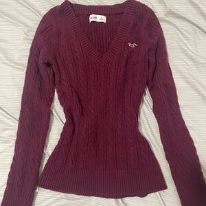 Hollister Vintage V-Neck Sweater - Deep Red